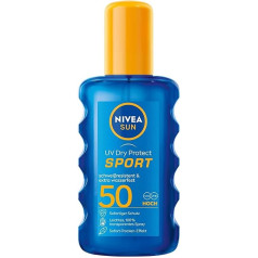 NIVEA SUN UV Dry Protect Sport Sonnenspray LSF 50 (200 ml), 100 Prozent transparenter Sonnenschutz speziell für Sportler, schweißresistente und extra wasserfeste Sonnencreme