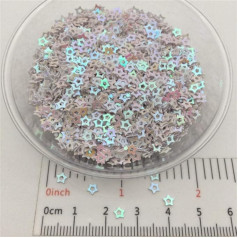 ALENAOO 3 mm Hollow Star S Shape PVC Loose Sequins Glitter Sequins for Nail Art Manicure Wedding Confetti Accessories for Ornament/Cr, White, 150 g