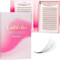 LLBA LashFolio Narrow Promade Fans | Handmade Volume Eyelashes | Multi Selections 5D ~ 10D | C CC D Curl | Thickness 0.03 ~ 0.07 mm | 8-15 mm Length | Durable & Easy Application (8D-0.05 CC 8 mm-11