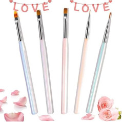 MAYCHAO Nail Art Brushes, 5 Pieces Acrylic Nail Brush Painting Pen Nail Art Painting Kit for DIY and Beginners