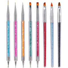8Pcs Point Drill Nail Brushes Double Ended Nail Art Brushes Nail Design Tools Kit Professional Manicure Nail Dotting Brushes for DIY Nail Art Designs
