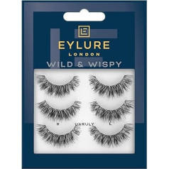Eylure False Lashes, Wild & Wispy Unruly, 3 Pairs, Black