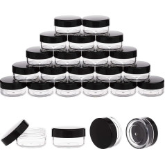 ZIZEMOJA 100 Stück 10 Gramm Probebehälter mit Deckel, schwarze Probengläser, BPA-freie winzige Kosmetikbehälter für Make-up, Lotion, Lidschatten, Puder und Lippenbalsam