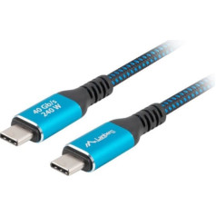 Kabelis usb-c m/m usb4 1.5m 240w 60hz melns-zils