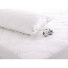 Cuddledown 100% Pure Cotton Mattress Protector Machine Washable Anti Allergy All Sizes 100% Cotton White Double (135x190cm)