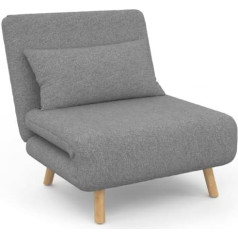 Idmarket - Romeo Extendable Armchair 1-Seater Side Bed 80 x 190 cm Fabric Light Grey