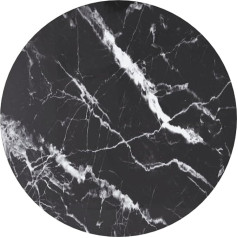 Homiuse Table Top Black Round 60 x 0.8 cm Tempered Glass in Marble Look Round Desktop Tempered Glass Table Top Replacement Part for Dining Table Coffee Table Garden Tables Durable Easy Clean Marble Design