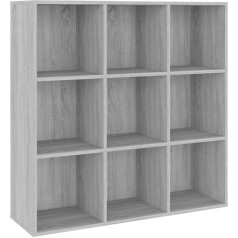 Vidaxl Bookcase, Bookcase with Lots of Storage Space, Office Cabinet for Bedroom, Living Room, Office, Filing Cabinet, Room Divider, Grey Sonoma