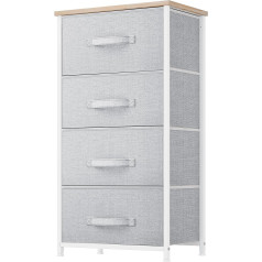 Yitahome Chest of Drawers with 4 Drawers, Cupboard, Fabric Drawers with Handles, Metal Frame, Durable, Light Grey