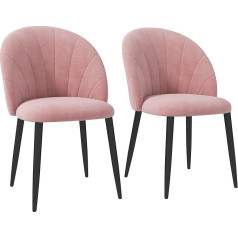Homcom Set of 2 Upholstered Dining Room Chairs with Nordic and Ergonomic Design, Metal and Pink Velvet Kitchen and Living Room Chairs, 52 x 54 x 79 cm