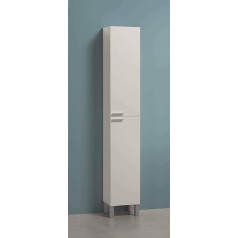 Dmora - Hollywood Bathroom Column Cabinet for Bathroom with 2 Doors, Wall Cabinet with 2 Shelves, cm 30 x 25 H182, Glossy White