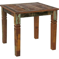Finebuy Möbel Zum Wohlfühlen FineBuy Dining Room Table 80 x 80 x 76 cm Mango Shabby Chic Solid Wood Design Country House Dining Table Boat Wood Table for Dining Room Rectangular Kitchen Table 4 People