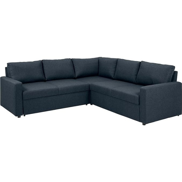 Ac Design Furniture Richard Corner Sofa with Sleep Function and Storage Space in Dark Blue, L Sofa for 4 People with Trundle Bed Function, W: 228 x H: 85 x D: 228 cm