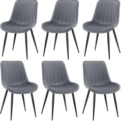 Lewe Dining Room Chairs, Set of 6 Holland Velvet Chairs, Kitchen Chairs, Comfort, Stable, Simple and Comfortable, Skin-Friendly, Padded with Thick Foam - [Dark Grey]