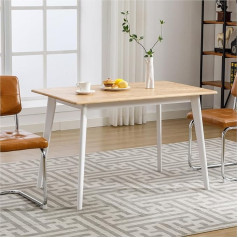 Forevich Rectangular Dining Table Kitchen Dining Table 100% Solid Bamboo Wood Square Mid-Century Table for Small Space 47