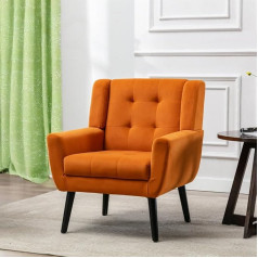Nicbex Moderner Akzentstuhl für Wohnzimmer, gepolstert, mit Schaumstoff gefüllt, Wohnzimmerstühle mit Metallbeinen, Samt, gemütlicher Lounge-Sessel für Wohnzimmer, Schlafzimmer, Orange