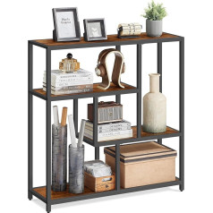 VASAGLE LLS134B01V1 Bookcase with 4 Shelves Standing Shelf 30 x 100 x 103 cm Storage Shelf for Living Room Office Bedroom Kitchen Vintage Brown Ink Black