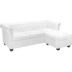 Generisch Chesterfield jiangboyue-275225 L-Shaped Sofa Faux Leather White
