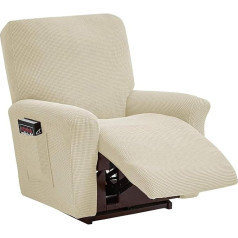 ‎Topchances TOPCHANCES Stretch Armchair Cover, Armchair Protector with Pockets, Living Room, Plain Velvet Elastic Armchair Cover, Complete Armchair Cover, Adapted for TV Chair Cover (Deck Chair, Beige)