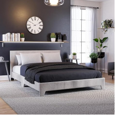 Vida Designs Victoria Upholstered Fabric Headboard in Silver Velvet in King Size (5FT)