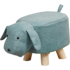 Milageto Animal Stool Sofa Tea Stool Wooden Storage Portable Multifunctional Children's Stool Wooden Elephant Bench for Decor Bedroom Playroom Blue Dog