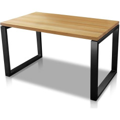 Veikin Design London Dining Table Solid Black Oak 200 x 100 cm, Designer Table Solid Wood with Solid Steel Table Frame Black Matte Powder Coated, Premium Dining Room Table