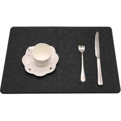 Mesnt Tischset Rechteckig Leder, 4er-Set Rechteckig mit einfacher Struktur, hitzebeständig Platzset Modern, Tischset für Küchen Zuhause Esszimmertisch Restaurant, 45x30cm, Schwarz