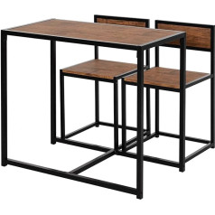 Homcom 3-Piece Dining Set, Kitchen Table with 2 Chairs, Dining Table Set, Dining Room Set, Dining Table for Dining Room, Kitchen, Metal, Natural