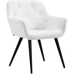 CLP Langford Dining Room Chair, Fabric, Faux Leather, Quilted Upholstered Chair, Chair with Floor Protectors, Colour: White, Material: Faux Leather