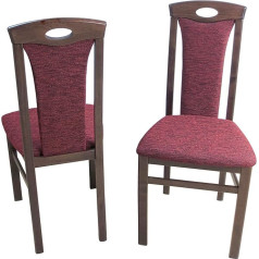 Moebel Direkt Online Betty Chairs (2 Pieces) Walnut Frame, Bordeaux Fabric