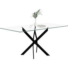 Niern Glass Dining Table with Chrome Legs 47 Inch Rectangular Kitchen Table for Kitchen Dining Home Office (47.24 x 27.55, Black)