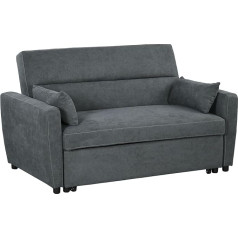 Homcom Sofa Bed, 2-Seater Sofa with Sleep Function, Adjustable Backrest, Couch with Cushion, Velvet Look, Sofa Bed with Bed Box for Living Room, Guest Room, Dark Grey