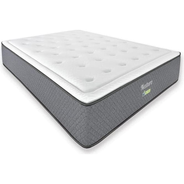 Matnature Nature High Resilience Viscoelastic Mattress HR Very Soft Feel, Optimal Strength and High Adaptivity, Height 25 cm, Antibacterial and Mite Resistant (135 x 190 cm)