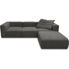 Domo. Collection Adrian Corner Sofa, Modular Sofa, L-Shaped Made of 2 x Corner Chairs, 1 x Armchair and 1 x Stool, Modular Couch, 4 Upholstery Elements, Corner Couch 301 x 193 x 69 cm (W x D x H),