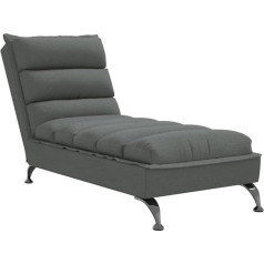 Vidaxl Chaise Lounge with Cushion, Recliner Chair with Plywood Slats, Metal Legs, Recliner for Living Room, Recliner Chair, Deck Chair, Dark Grey Fabric