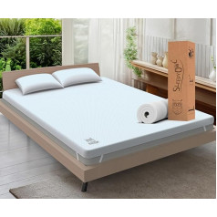 Sleepy Owl 7 cm Memory Foam Mattress Topper 180 x 200 cm, Gel-Infused Orthopaedic Mattress Pads, Removable & Washable Zip Covers, Non-Slip Base, 4 Corner Straps (180 x 200, 7 cm)