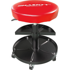Haskyy Height-adjustable workshop chair, workshop stool with 5 wheels, diameter 38.5 cm, 2 shelves, 390 - 520 mm.