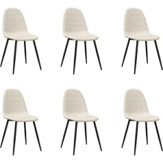 Vidaxl 6 x Dining Room Chairs, Kitchen Chairs, Upholstered Chairs, Chair Group, Living Room Chairs, Cream White Velvet
