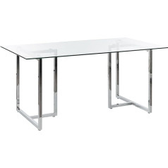 Beliani Envia Rectangular Dining Table Transparent/Silver Safety Glass 160 x 90 cm
