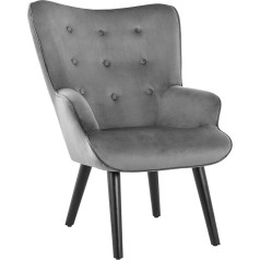 Caro-Möbel Ligero Upholstered Chair in Retro Design TV Chair Velvet Cover in Grey Relax Reading Chair