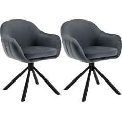 Woltu EZS05dgr-2 Set of 2 Swivel Chairs Dining Room Dining Table Chairs Kitchen Chairs Velvet Armchair Living Room Armrest Modern Dining Chairs Upholstered Chair Modern Dark Grey