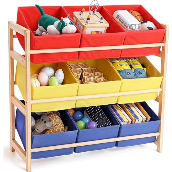 Belle Vous Toy Storage Cabinet with Baskets - 3 Levels Children's Shelf - With Baskets - Toy Shelf - Children's Room Furniture - Bookcase Children's Room - With Fabric Baskets