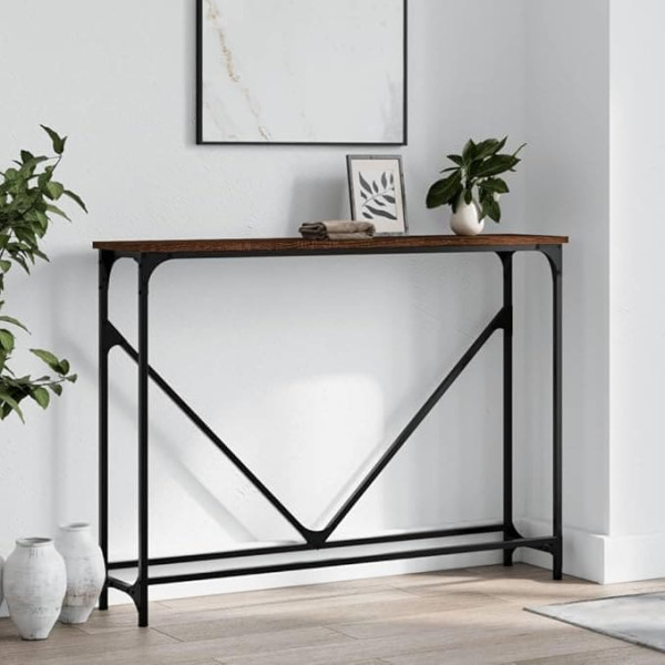 Ckioict Modern Console Table Bedside Table Living Room Furniture Console Table Brown Oak Look 102 x 22.5 x 75 cm Wood Material for Entrance, Hallway, Living Room
