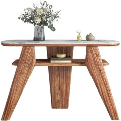 Generisch Farmhouse Style Console Table Solid Wood Faux Marble Veneer Top and Shelf Rustic Sofa Table for Living Room Hallway Foyer Entrance Corridor Accent Furniture for Home Decoration