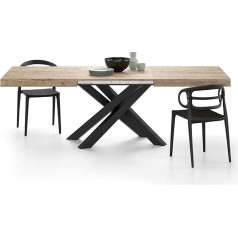 Mobili Fiver , Emma 160 cm Extendable Oak Table with Black X-Legs, Laminated, Iron, Made in Italy