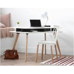 Kosmi . FR - Set of 4 White Scandinavian Style Chairs, Bar Stool, White POP Resin Seat and Natural Wood Base