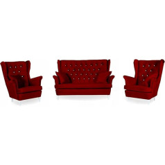 Family Meble Sofa + Two Armchairs, Model Gaja, 2 Seater Sofa, Fabric Sofa, Decorative Upholstery, Freestanding Furniture, Lounge Set, Elegant Design, for Living Room, Waiting Room, ROYAL 13