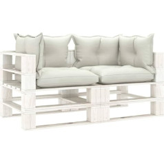 Uluyyuc Corner Sofa Bedroom Sofa Sofas & Couches Sofa Bed Garden Pallet Sofa 2-Seater with Beige Cushion Wood Suitable for Living Room, Guest Room, Office