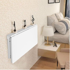 Generisch Klappbarer Arbeitstisch für Zuhause, Büro, Küche, Wandmontage, faltbarer Esstisch, Bartisch mit Tropfenblatt-Design, weißes Holz, L 70 x B 30 cm