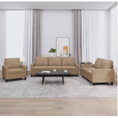 Ccciner 3-Piece Sofa Set with Cushion Cappuccino Brown Faux Leather Versatile Faux Leather for Cosy Hours in Living Room and More Sofas and Couches